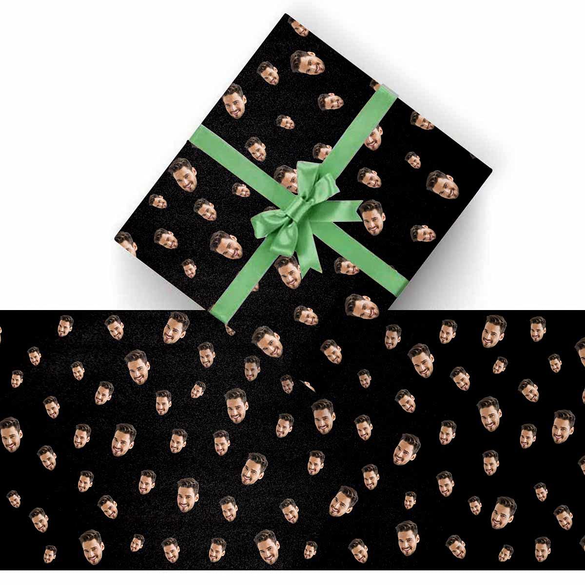 InterestPrint Custom Photo Wrapping Paper Merry Christmas with Christmas hat Wrapping Paper Custom Name Gift Wrap Roll Perfect for Birthdays 58"x 23"