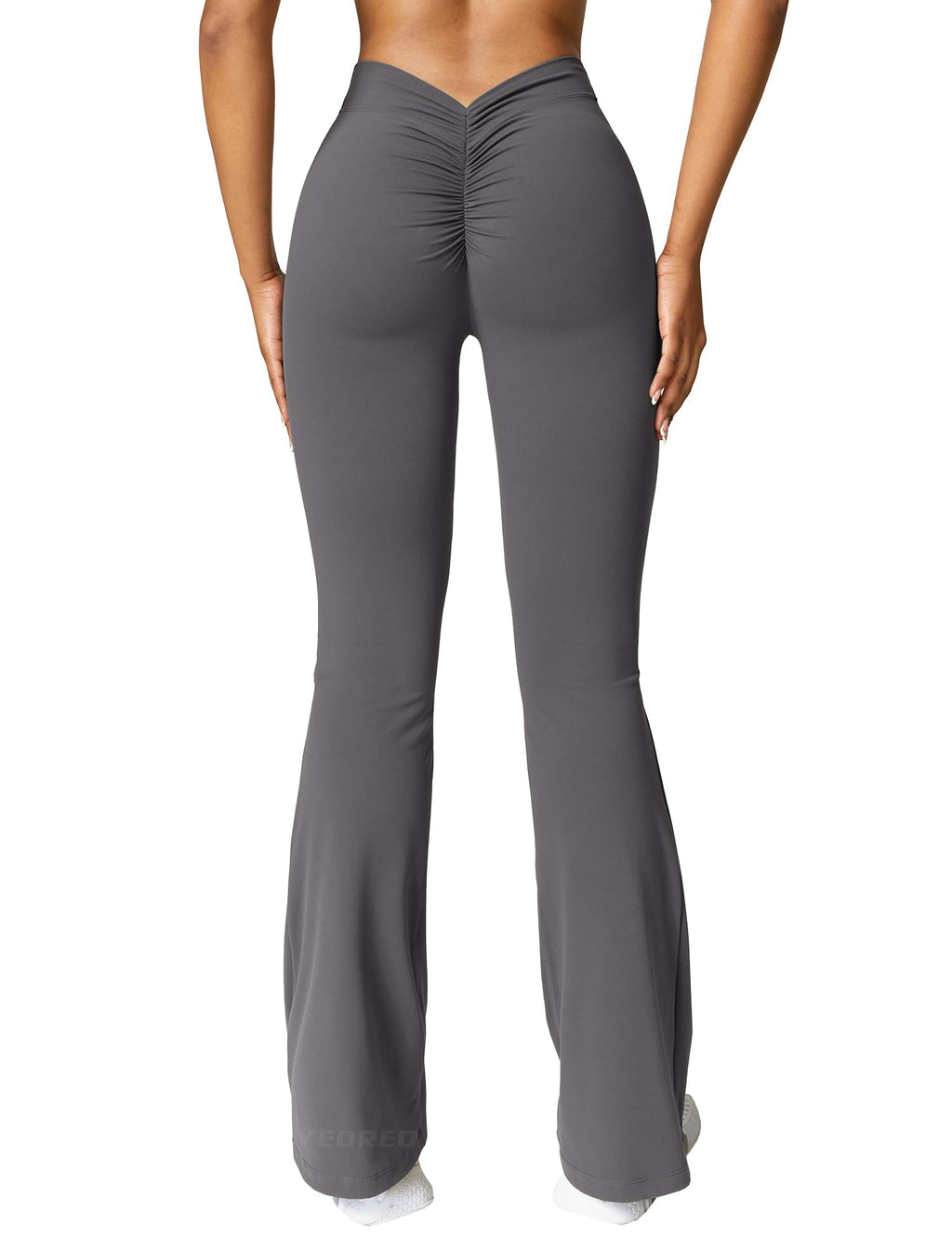 YEOREO Scrunch Flare Leggings Daze V Back Butt Lifting Wide Leg High Waist 31.5" Gym Workout Yoga Pants
