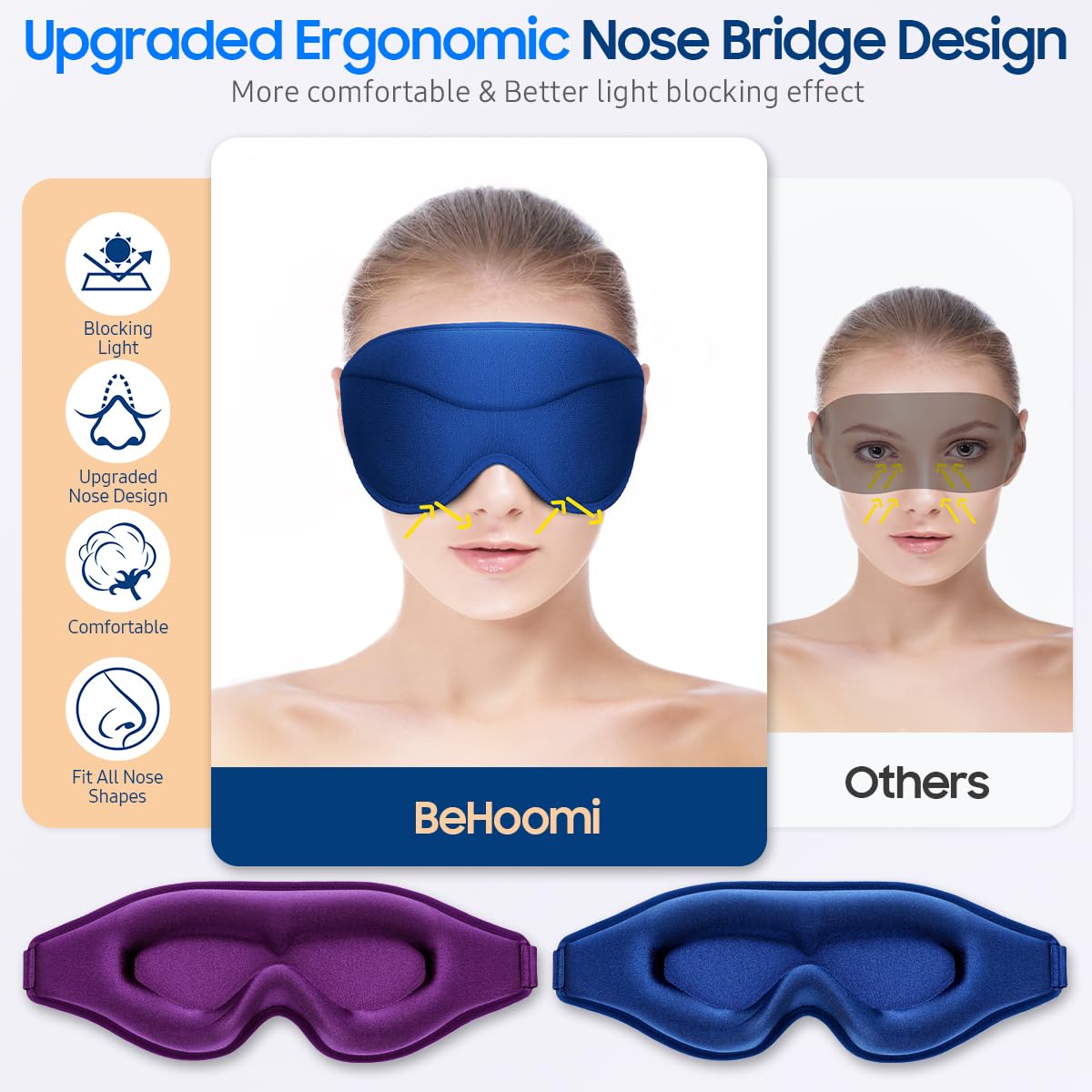 Sleep Mask, Premium Eye Mask for Sleeping, Total Blackout, Super Soft Comfort, Adjustable Fit, Upgraded 3D Ergonomic Designed Sleeping Mask for Home, Office, Travel, Meditation, Yoga, Pink