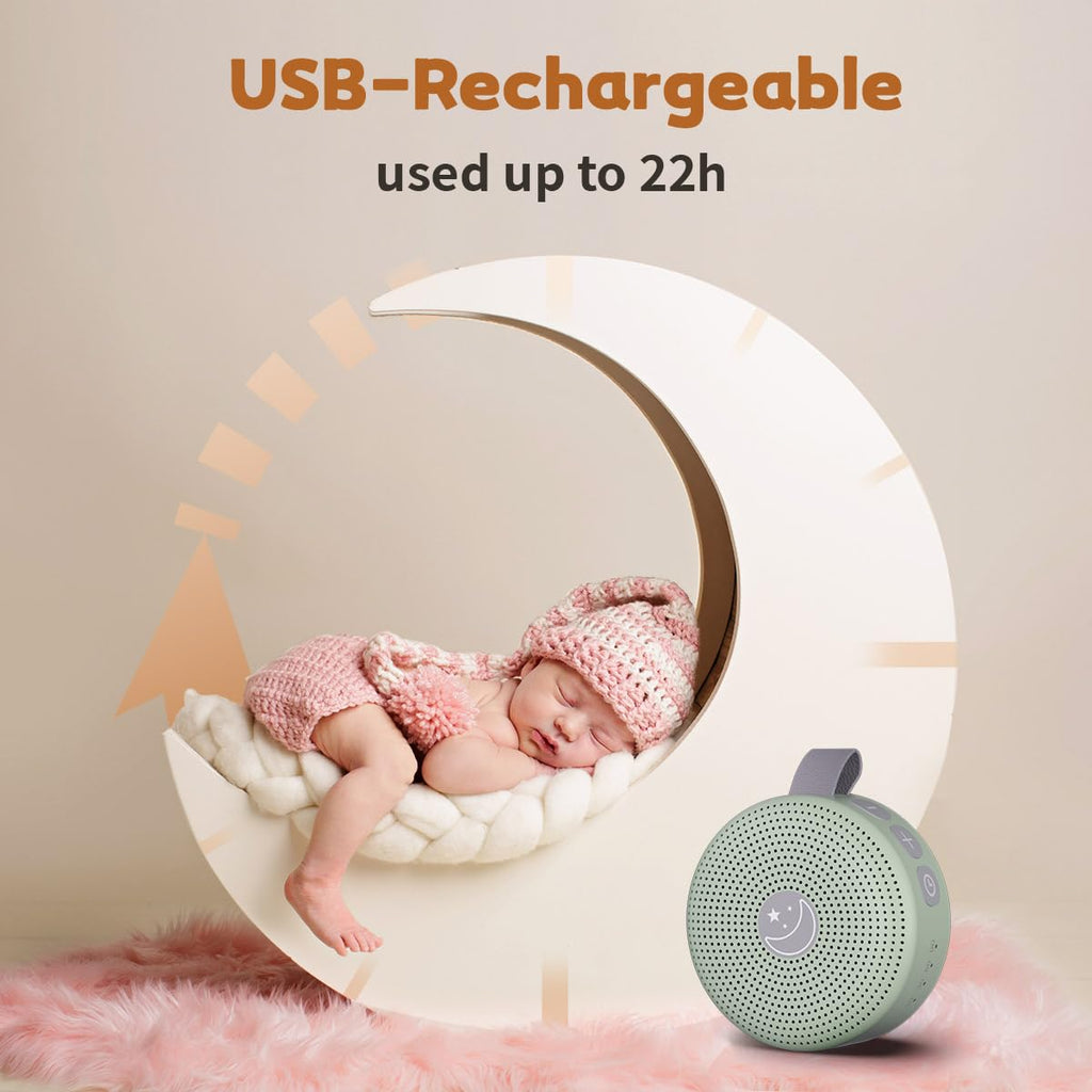 Mini Shushing Sound Machine Portable Baby White Noise Machine Brown Noise Machine 30 Soothing Sounds for Kids Adults Auto-Off Timer 32 Volume Levels Battery Sleep Machine for Home Office Privacy