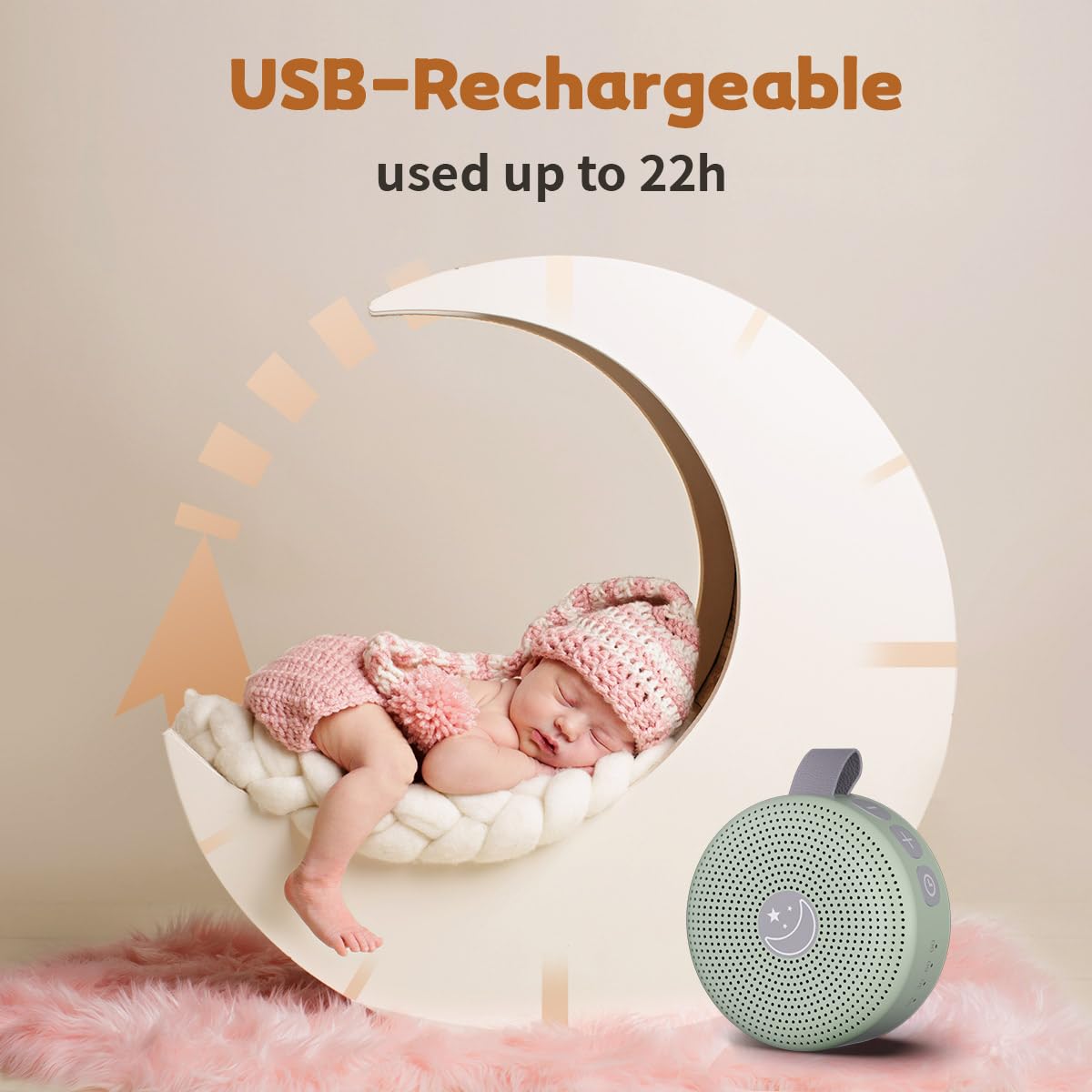 Mini Shushing Sound Machine Portable Baby White Noise Machine Brown Noise Machine 30 Soothing Sounds for Kids Adults Auto-Off Timer 32 Volume Levels Battery Sleep Machine for Home Office Privacy