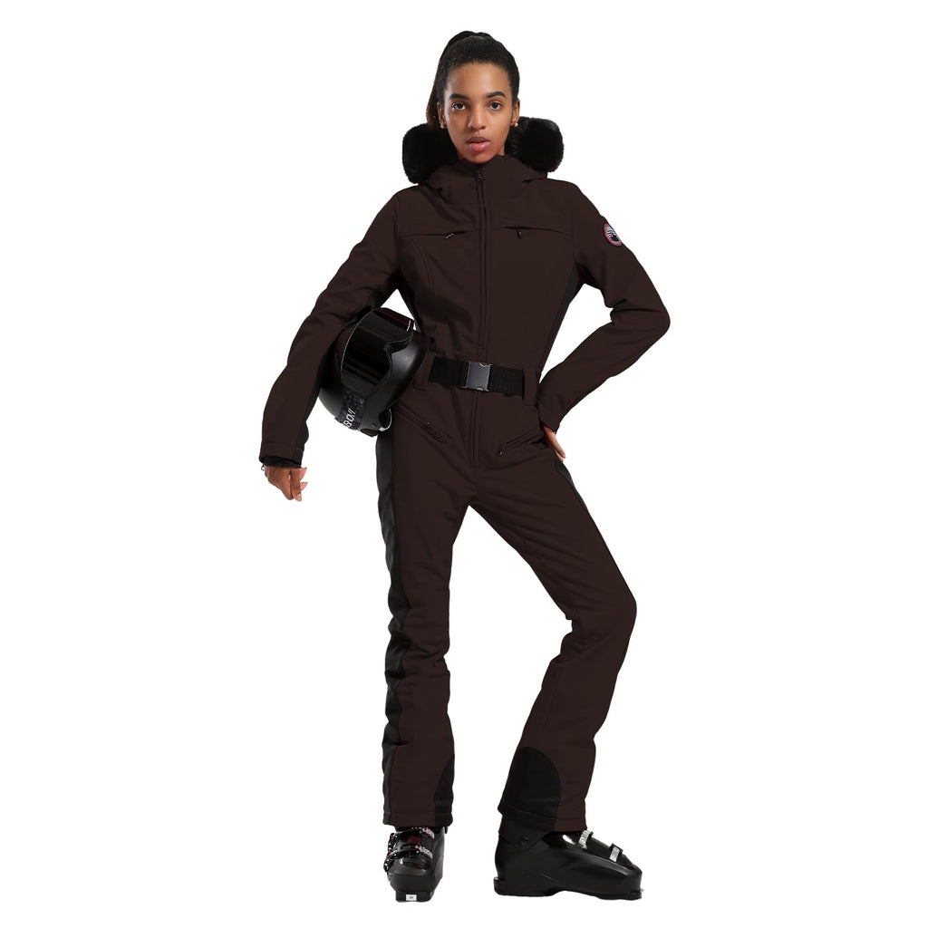 GSOU SNOW Womens Ski Suit One Piece Snowsuit Snowboard Slim Insulated Jumpsuit Jacket Waterproof Windproof for Outdoor Sports