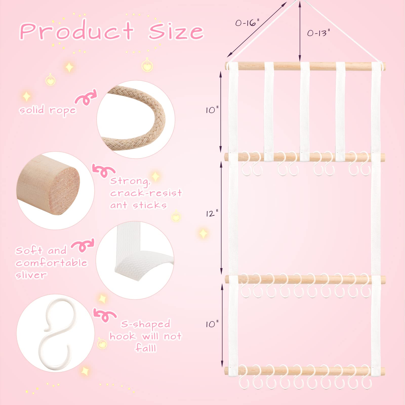 POVETIRE Headband Holder Hair Bows Organizer for Girls, Baby Headbands Hair Accessories Organizer Storage Wall Hanging Decor for Toddler Girls Room