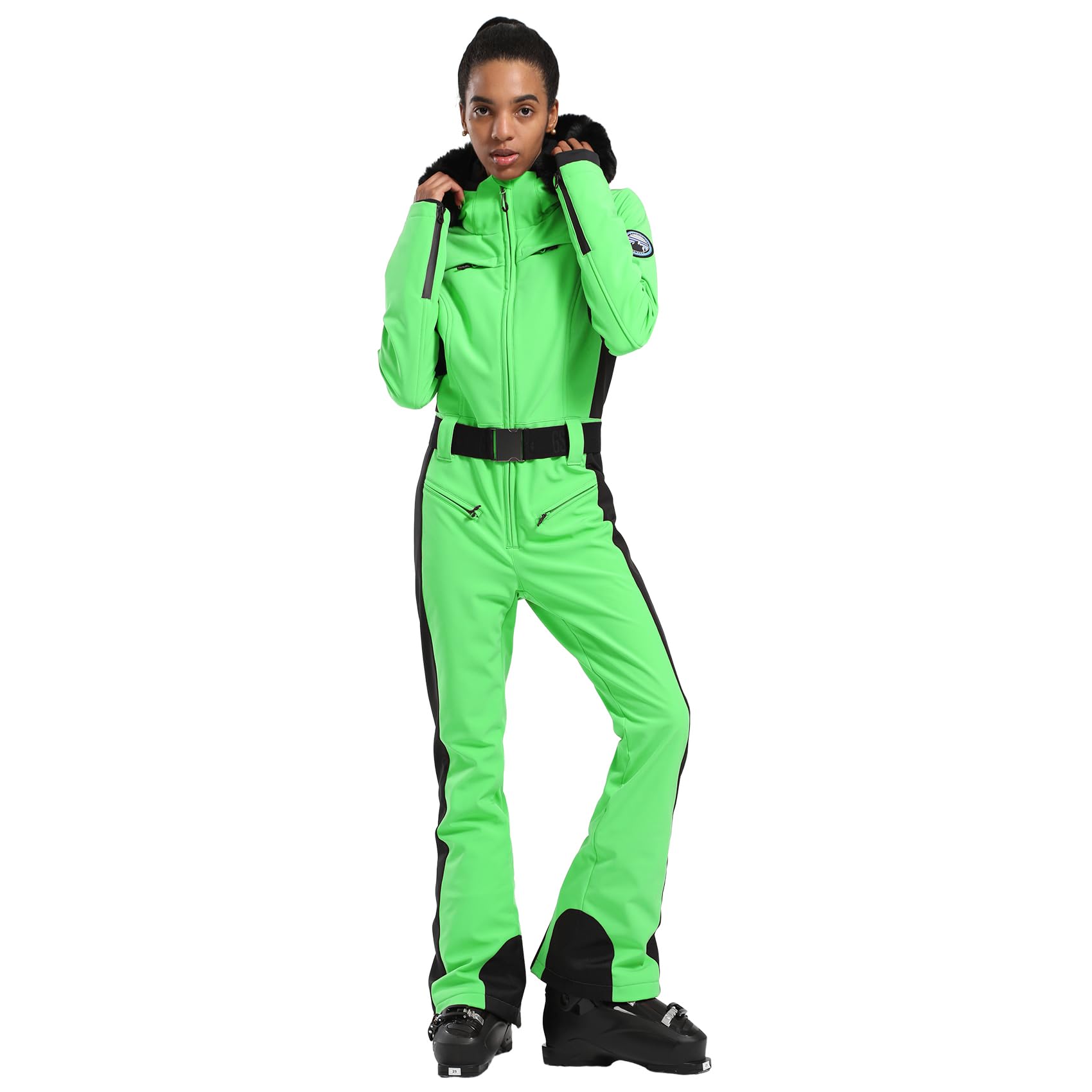 GSOU SNOW Womens Ski Suit One Piece Snowsuit Snowboard Slim Insulated Jumpsuit Jacket Waterproof Windproof for Outdoor Sports