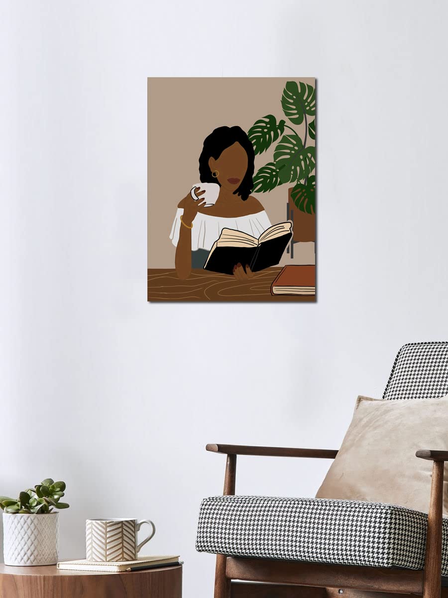 African American Boho Wall Art, Black Women Art Framed, Book Lover Art, Black Girl Canvas Print, African American Canvas Art Wall Decor, Woman Reading Book Art, African American Girl Boho Posters