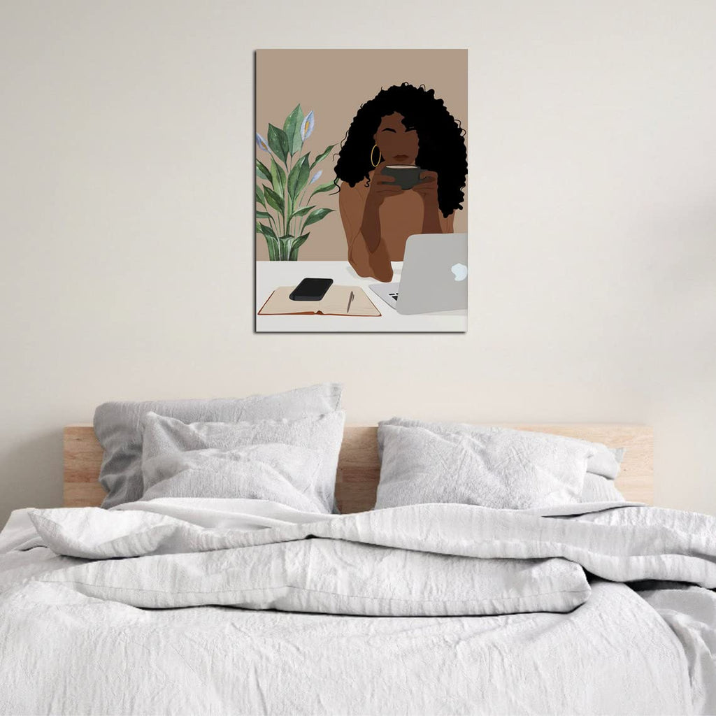 African American Boho Wall Art, Black Women Art Framed, Book Lover Art, Black Girl Canvas Print, African American Canvas Art Wall Decor, Woman Reading Book Art, African American Girl Boho Posters