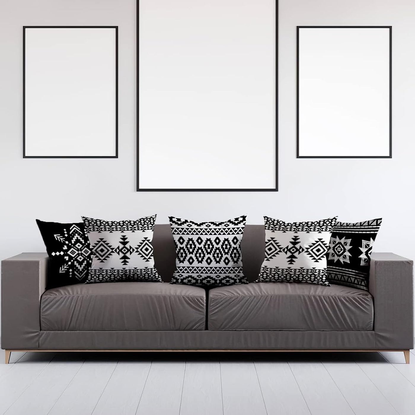 Western Native American Throw Pillow Covers 18X18 Southwestern Boho Aztec Navajo Turquoise Decorative Cushion Pillow Cases for Outdoor Home Decor Set of 4, Double Side Print (African Mudcloth)