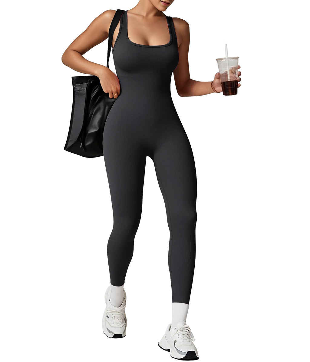 TrainingGirl One Piece Jumpsuits for Women Summer Workout Yoga Gym Rompers - Casual Cute Sleeveless Bodysuits Tank Top