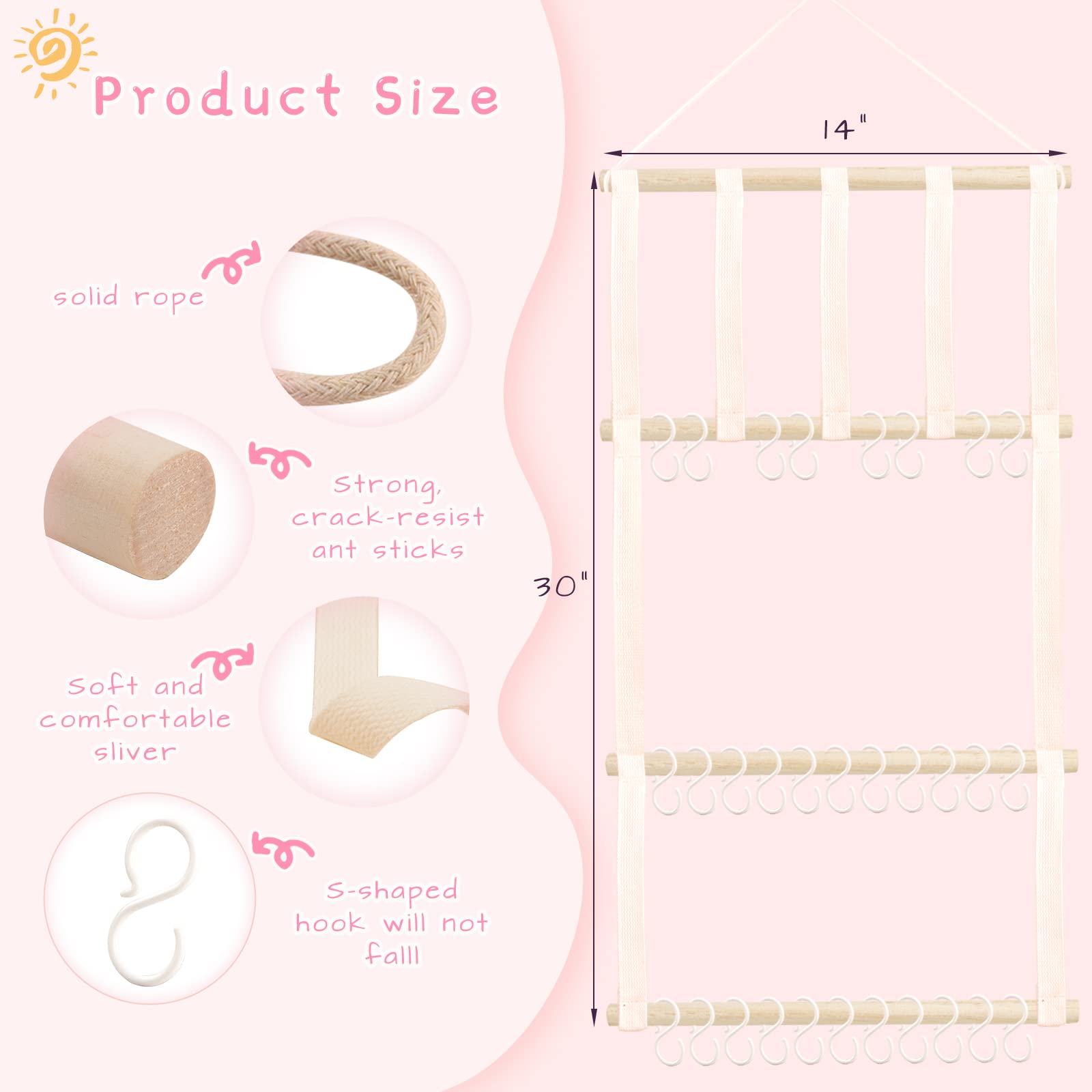 POVETIRE Headband Holder Hair Bows Organizer for Girls, Baby Headbands Hair Accessories Organizer Storage Wall Hanging Decor for Toddler Girls Room