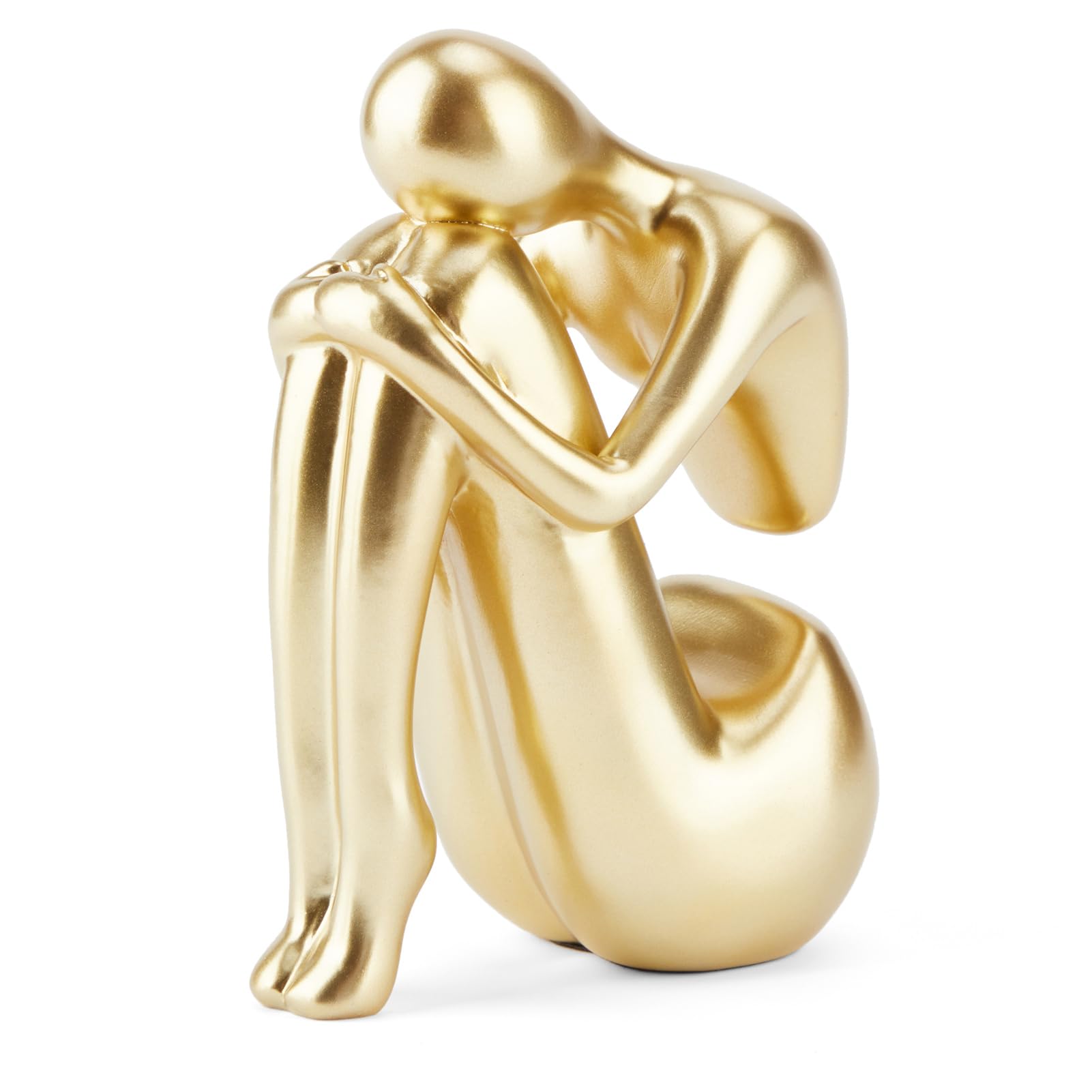 Black Decor Women Statue, Thinker Girl Sculptures, Modern Abstract Art Accents, Black Resin Collectible Figurines for Living Room Bedroom Bookshelf Coffe Table, Resin, 1Piece