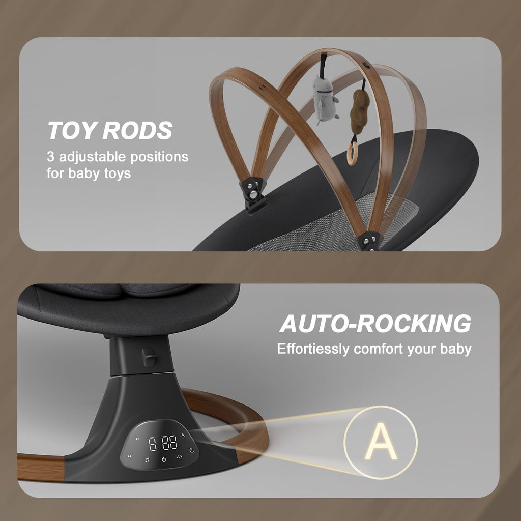 Baby Swings for Infants, Monamii Baby Swing, Infant Swing with 5 Speeds, 10 Lullabies, Electric Swing for Baby, Indoor & Outdoor Use (Beige)