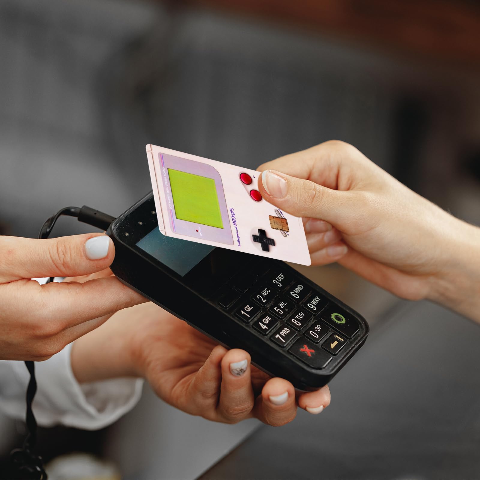 4PCS Credit Card Skin Set, Waterproof Debit Card Sticker Game Machine Theme Bank Card Sticker Skins - Black