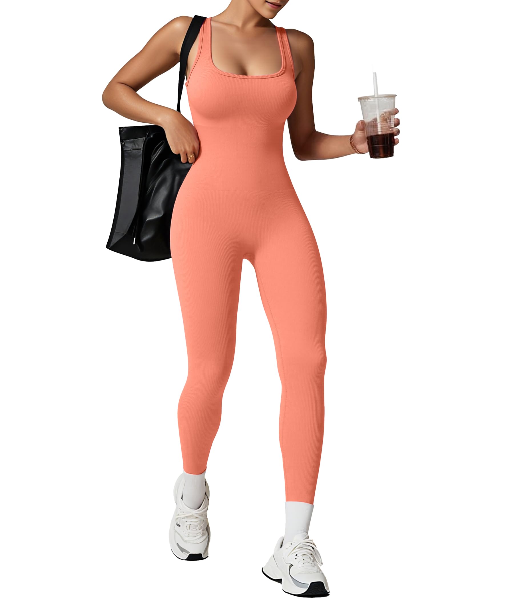 TrainingGirl One Piece Jumpsuits for Women Summer Workout Yoga Gym Rompers - Casual Cute Sleeveless Bodysuits Tank Top