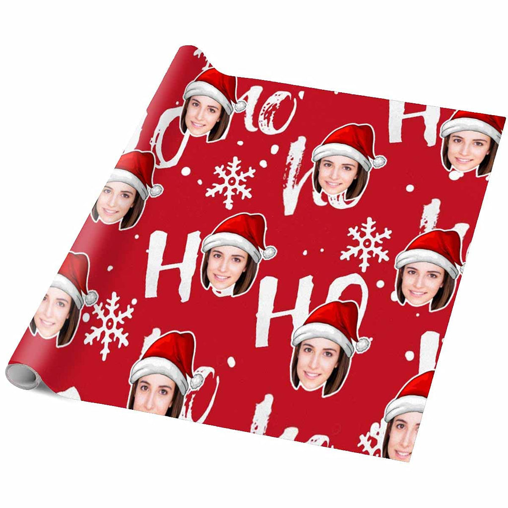 InterestPrint Custom Photo Wrapping Paper Merry Christmas with Christmas hat Wrapping Paper Custom Name Gift Wrap Roll Perfect for Birthdays 58"x 23"