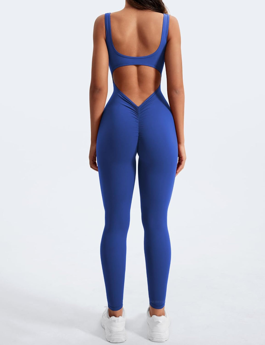 YEOREO Long Sleeve Jumpsuit for Women Workout V Back Bodysuit Lizvette Scrunch Leggings One Piece Romper Full Length Bodycon