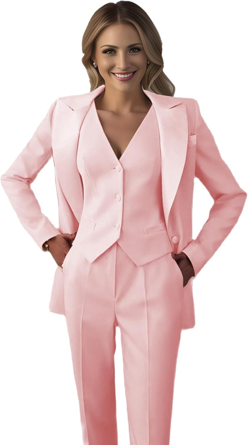 Women's Suiting Pantsuit Business Casual Outfits Women Work Office Pant Suits for Women 3 Piece Set