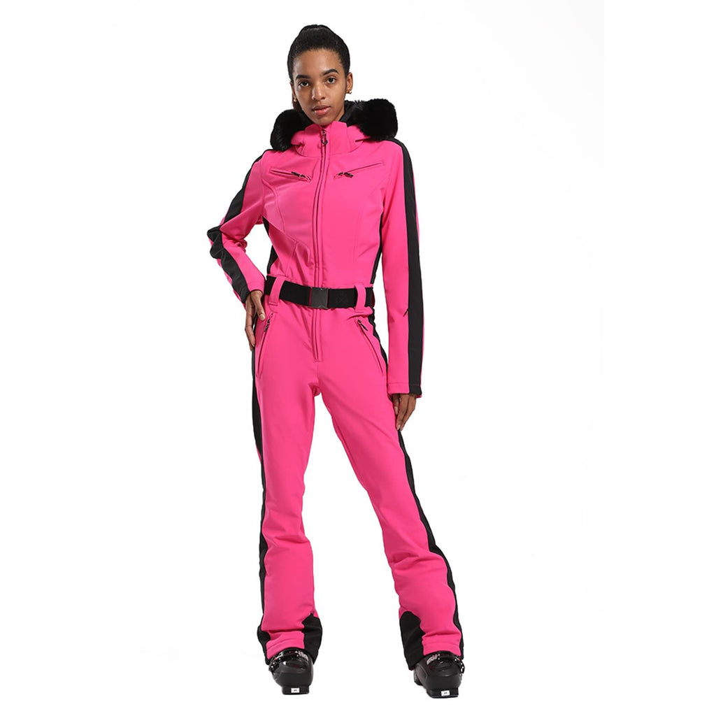 IMPHUT Women's One Piece Ski Suits Slim Waterproof Jumpsuits Windproof Snowsuit Insulated Ski Jumpsuit Skiing Sports