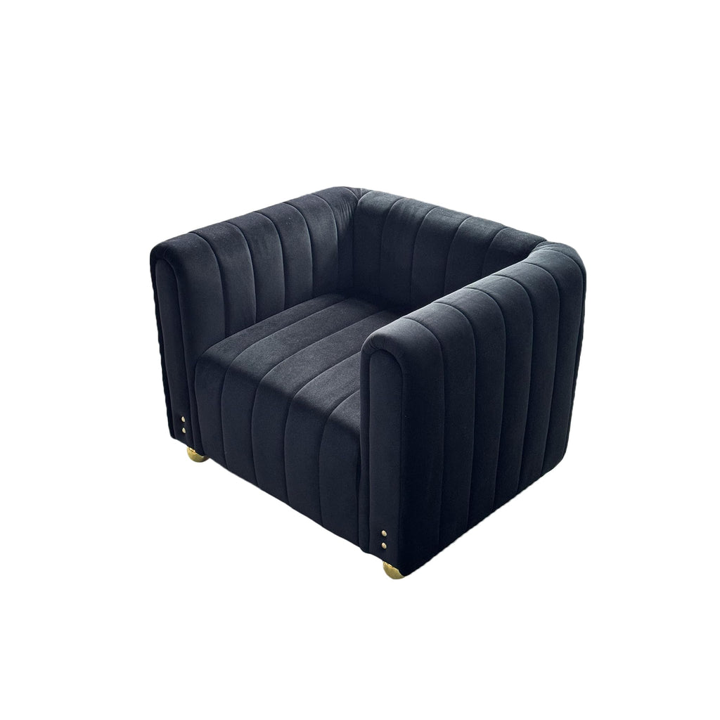 81" W Tufted Velvet Couch,Modern Velvet Sofa with Round Handrails and Metal Legs for Living Room,Office,Apartment (1, Pink)