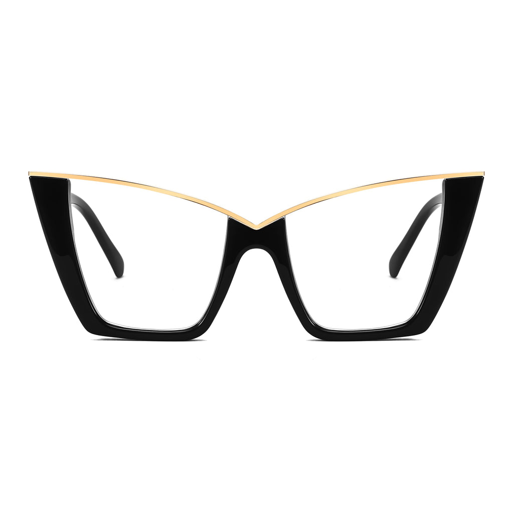 FEISEDY Fashion Cat Eye Blue Light Blocking Glasses for Women Fake Retro Eyeglasses Oversized Stylish Eyewear Frame B0240