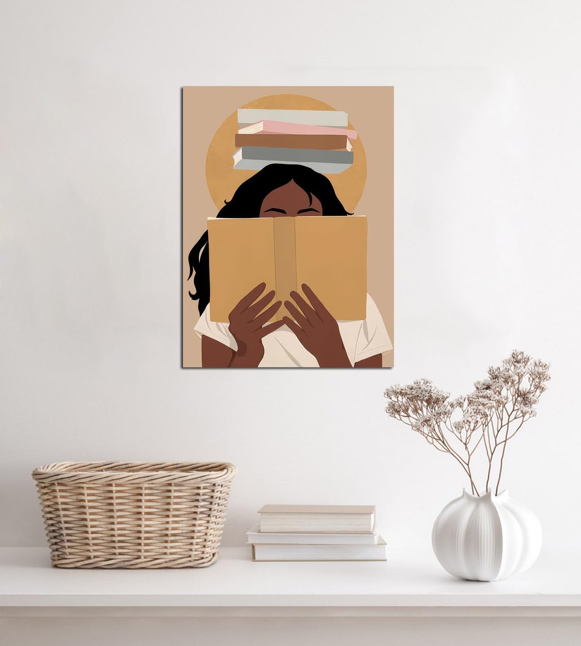 African American Boho Wall Art, Black Women Art Framed, Book Lover Art, Black Girl Canvas Print, African American Canvas Art Wall Decor, Woman Reading Book Art, African American Girl Boho Posters
