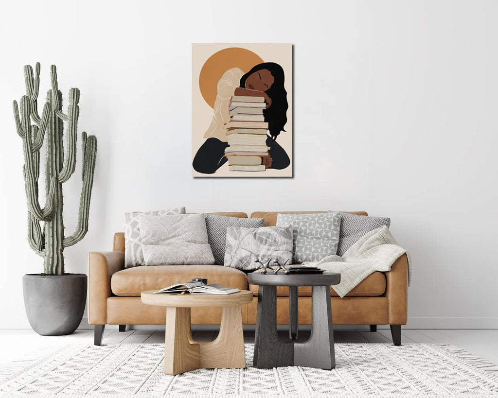 African American Boho Wall Art, Black Women Art Framed, Book Lover Art, Black Girl Canvas Print, African American Canvas Art Wall Decor, Woman Reading Book Art, African American Girl Boho Posters