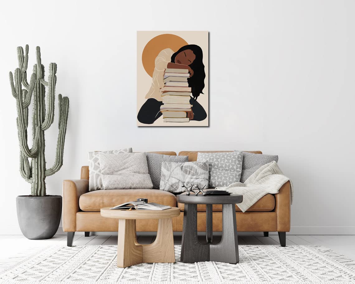 African American Boho Wall Art, Black Women Art Framed, Book Lover Art, Black Girl Canvas Print, African American Canvas Art Wall Decor, Woman Reading Book Art, African American Girl Boho Posters
