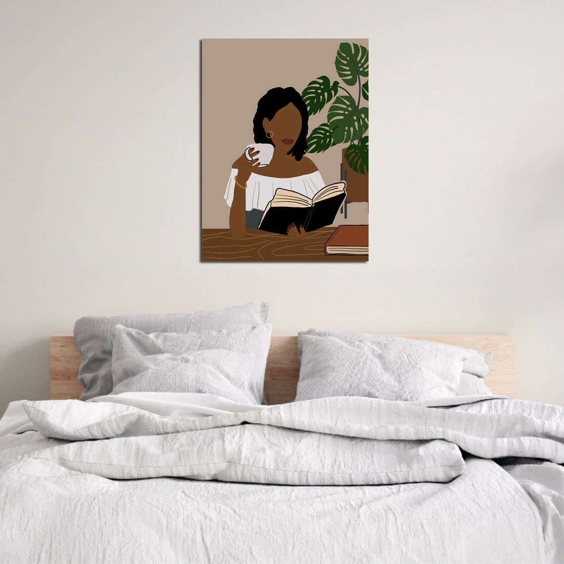 African American Boho Wall Art, Black Women Art Framed, Book Lover Art, Black Girl Canvas Print, African American Canvas Art Wall Decor, Woman Reading Book Art, African American Girl Boho Posters