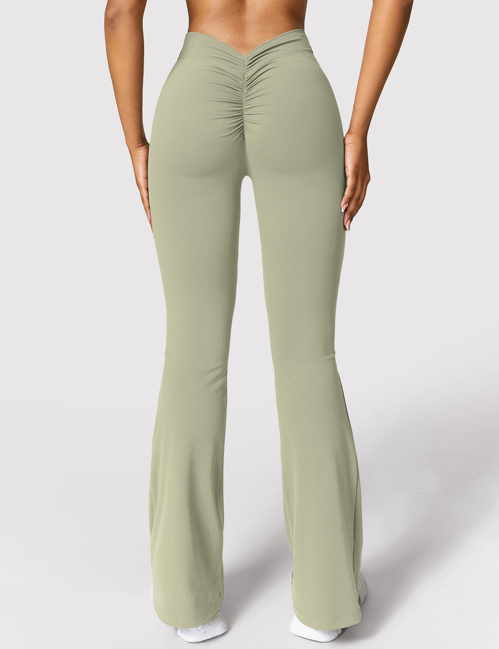 YEOREO Scrunch Flare Leggings Daze V Back Butt Lifting Wide Leg High Waist 31.5" Gym Workout Yoga Pants