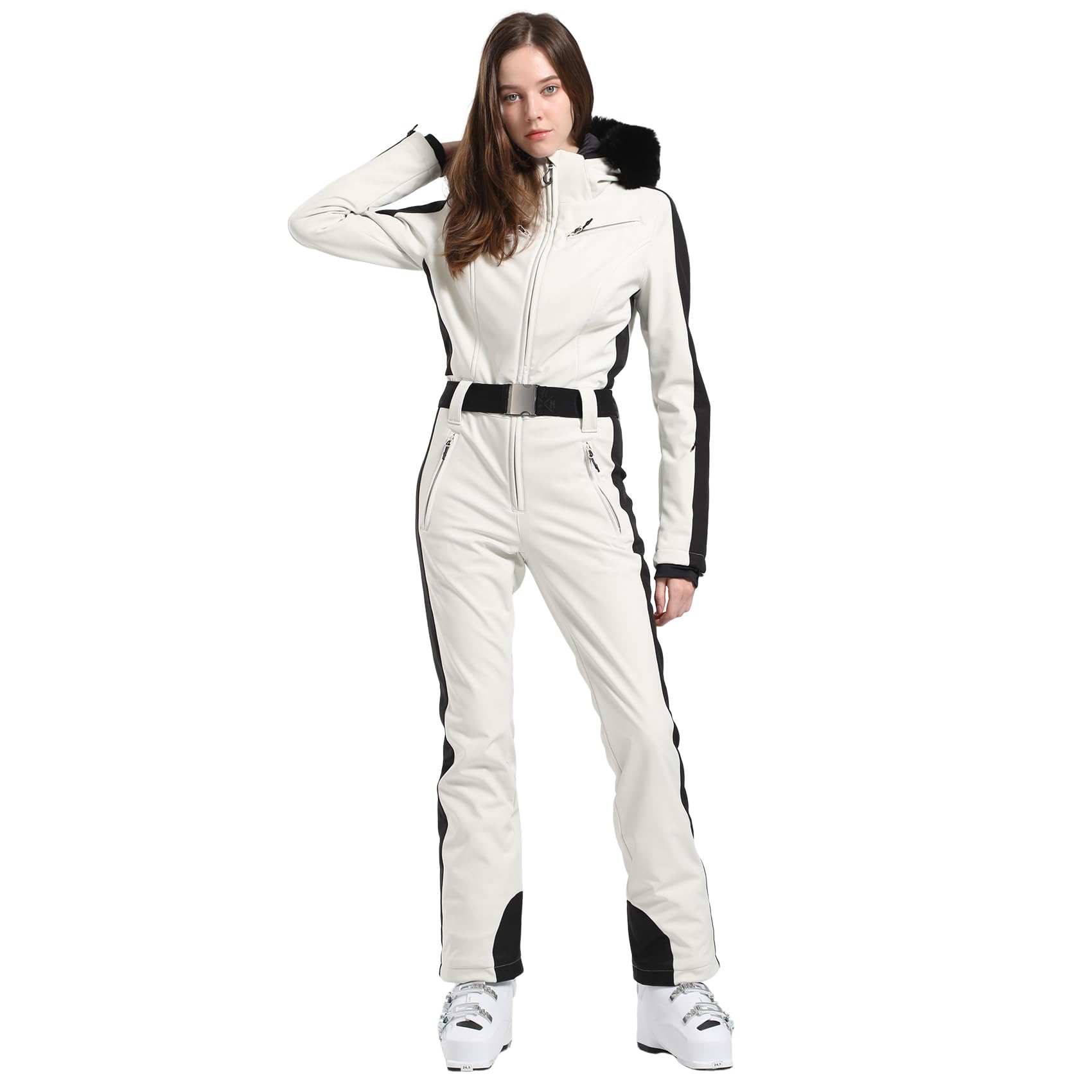 IMPHUT Women's One Piece Ski Suits Slim Waterproof Jumpsuits Windproof Snowsuit Insulated Ski Jumpsuit Skiing Sports