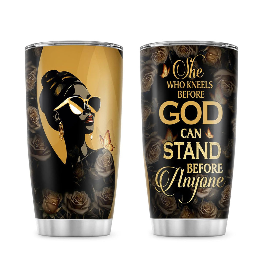 Sistabag - Coffee Tumbler For Black Women - Birthday, Mother's Day, Christmas Gifts For Women, Pride Tumbler For Woman (She Who Kneels Before God, 20 Oz)