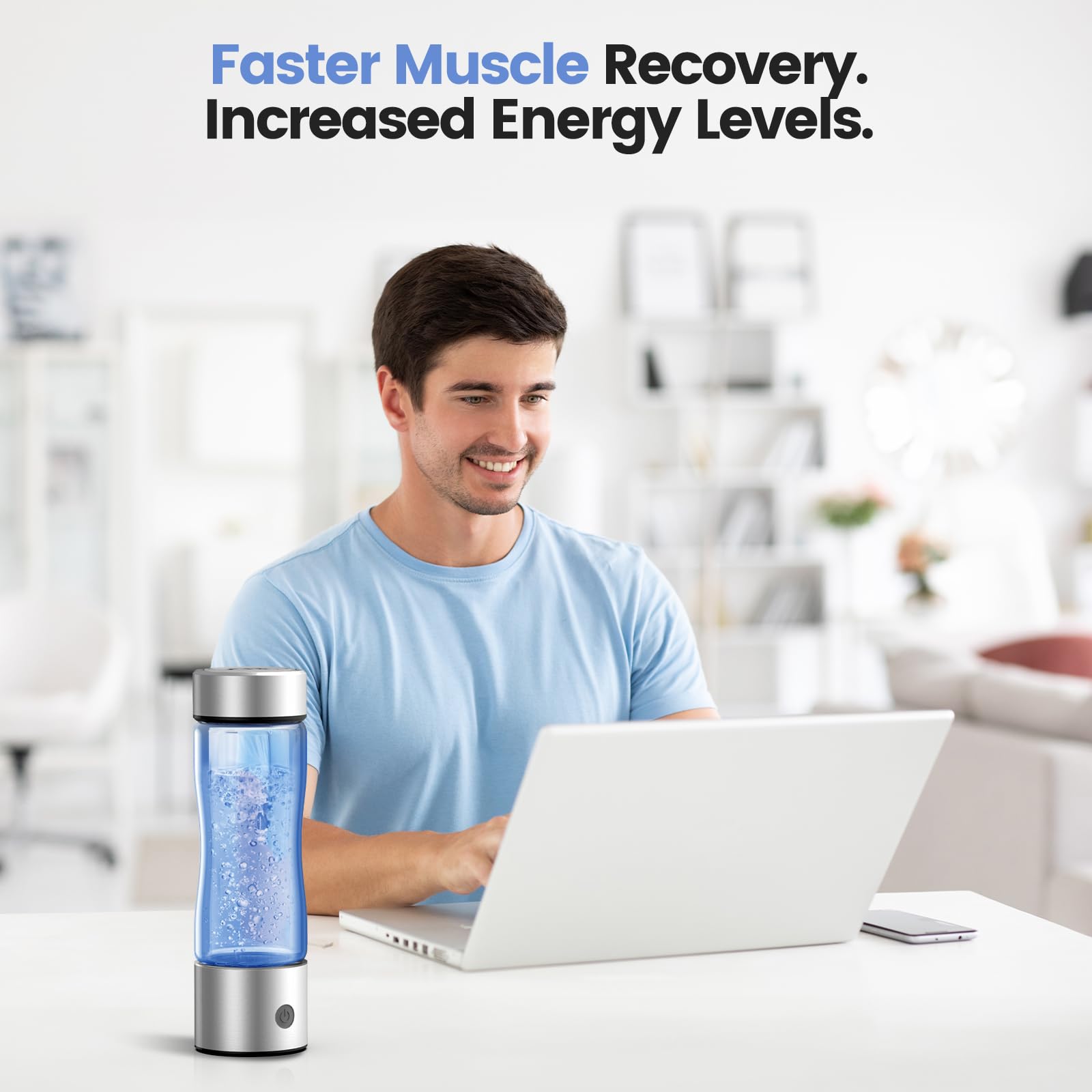 Hydrogen Water Bottle Generator, Portable Rechargeable aquahealth Hydrogen Water, Hydrogen Water Ionizer Machine, with SPE/PEM Technology, for Home Office Travel Fitness Drinking