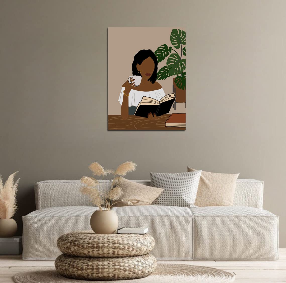African American Boho Wall Art, Black Women Art Framed, Book Lover Art, Black Girl Canvas Print, African American Canvas Art Wall Decor, Woman Reading Book Art, African American Girl Boho Posters