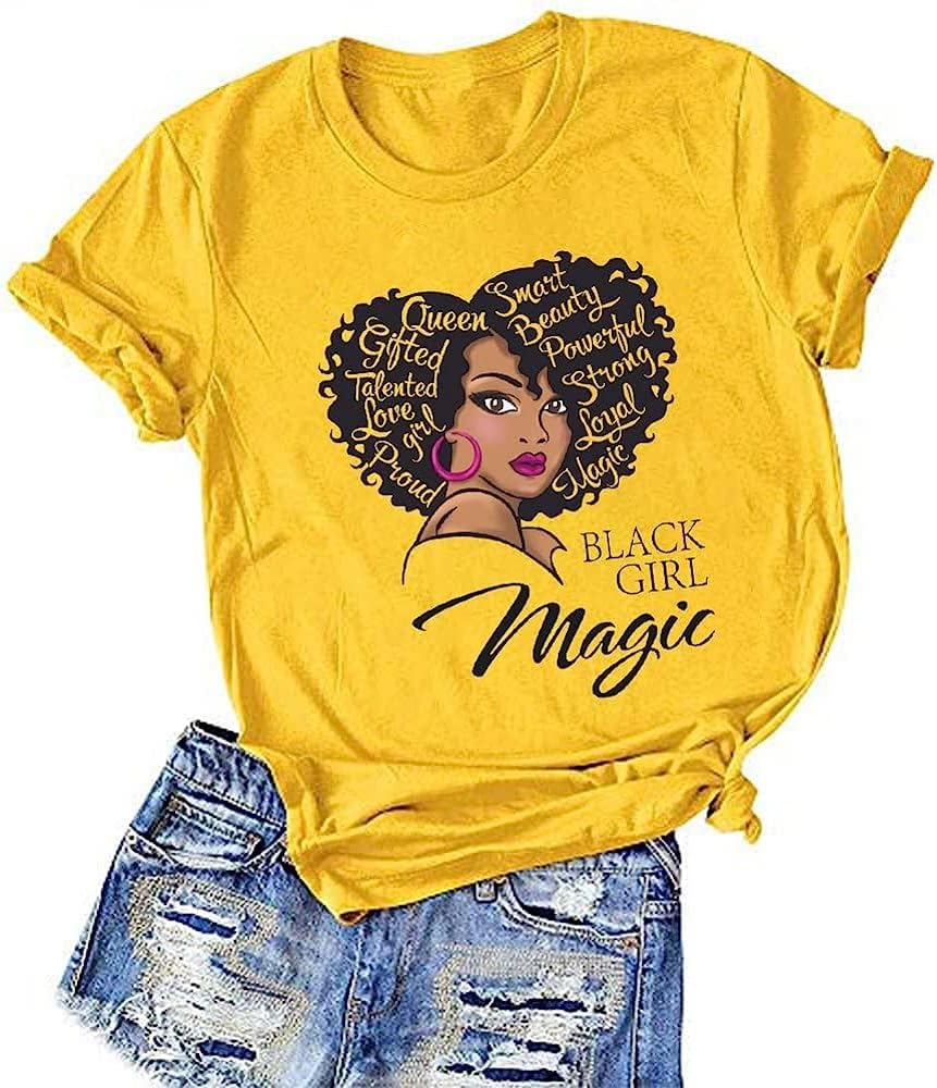 Black History Graphic tees Plus Size Women Tops Magic Fashion Afro American Natural Hair Vintage Melanin T-Shirts