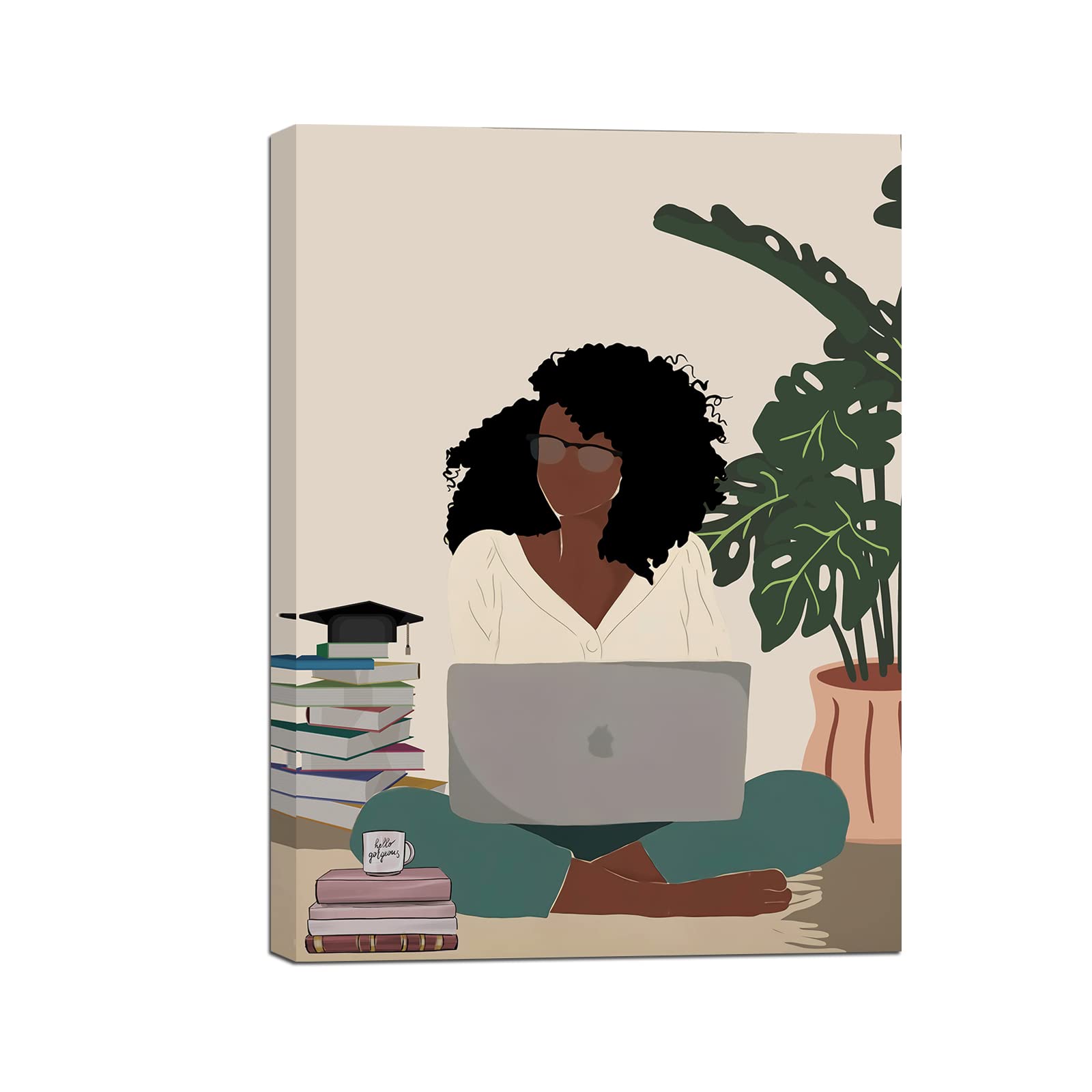 African American Boho Wall Art, Black Women Art Framed, Book Lover Art, Black Girl Canvas Print, African American Canvas Art Wall Decor, Woman Reading Book Art, African American Girl Boho Posters