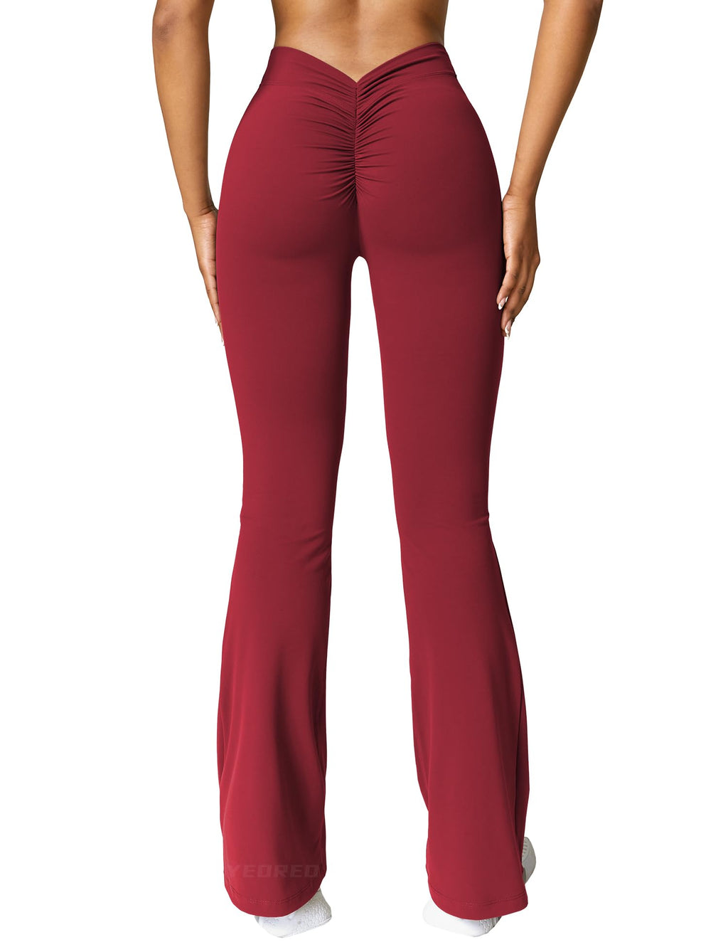 YEOREO Scrunch Flare Leggings Daze V Back Butt Lifting Wide Leg High Waist 31.5" Gym Workout Yoga Pants