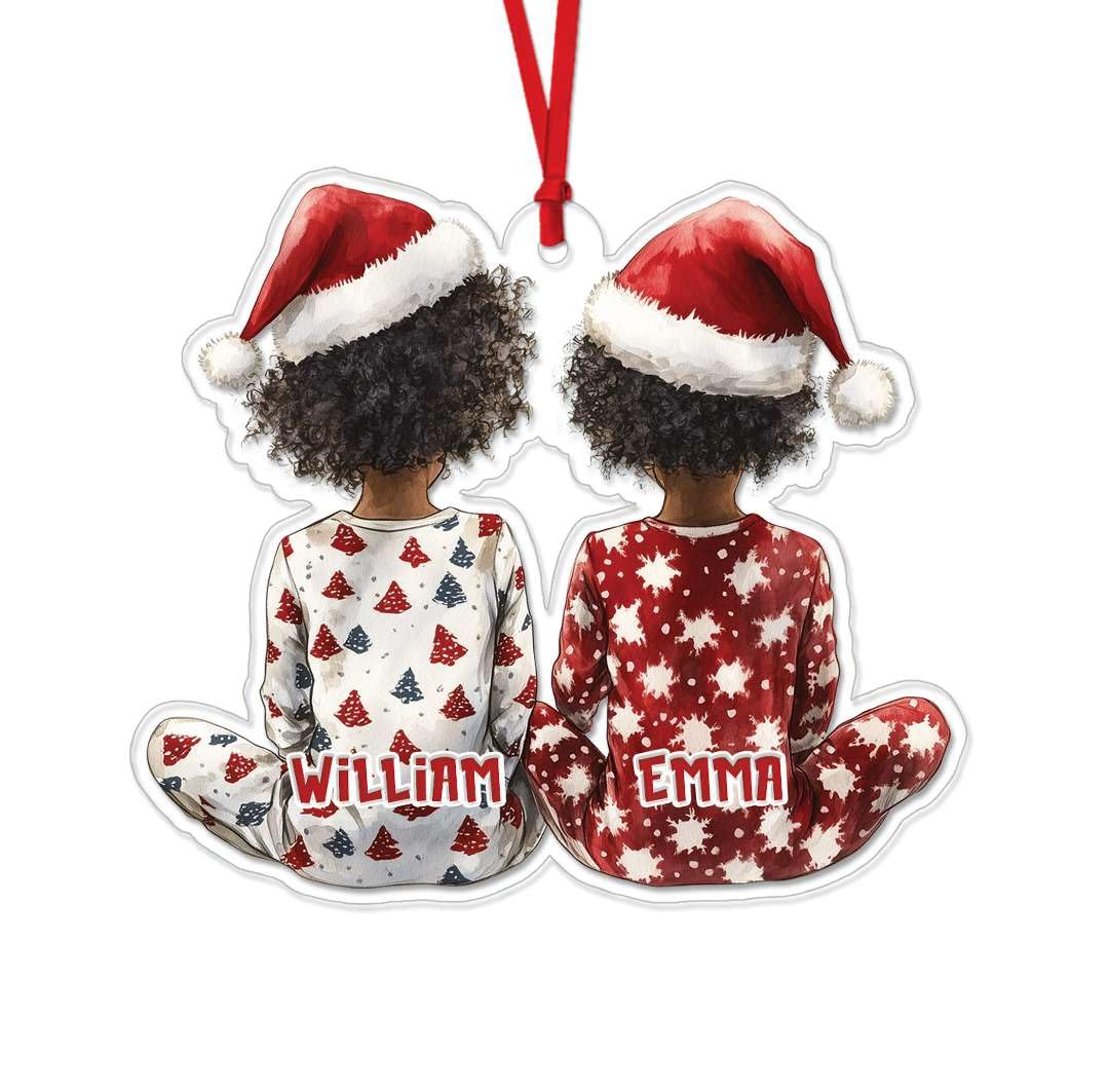 2D Acrylic Christmas Elf Shaped Ornament with Gift Box, Personalized Name Holiday Keepsake, Cute Ornament for Kids Room, Custom Name African-Inspired Decoration, Gifts for Boys