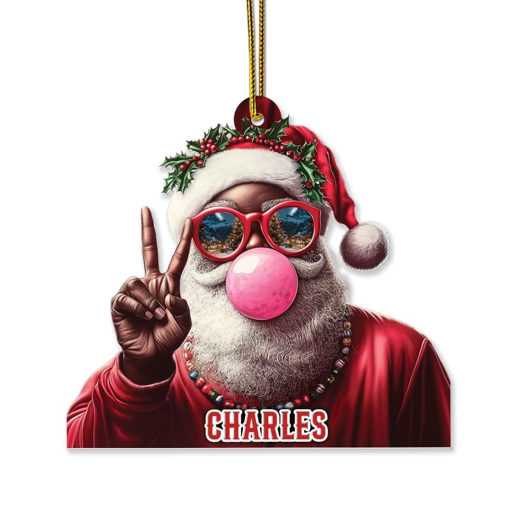 2D Acrylic Christmas Elf Shaped Ornament with Gift Box, Personalized Name Holiday Keepsake, Cute Ornament for Kids Room, Custom Name African-Inspired Decoration, Gifts for Boys