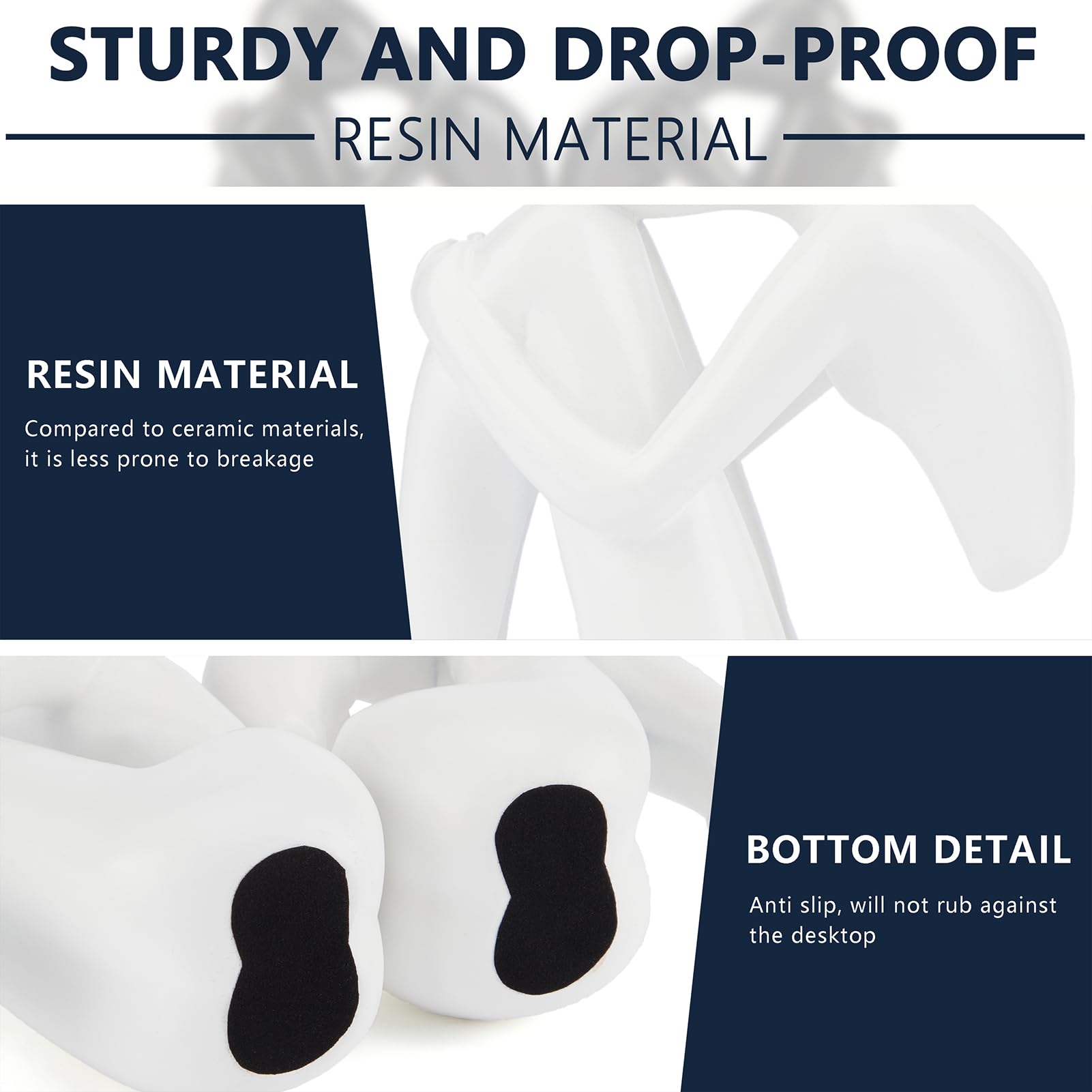 Black Decor Women Statue, Thinker Girl Sculptures, Modern Abstract Art Accents, Black Resin Collectible Figurines for Living Room Bedroom Bookshelf Coffe Table, Resin, 1Piece