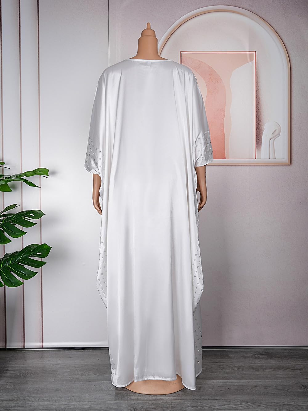 HD African Dresses for Women Fashion Beading Rhinestone Kaftan Maxi Dress