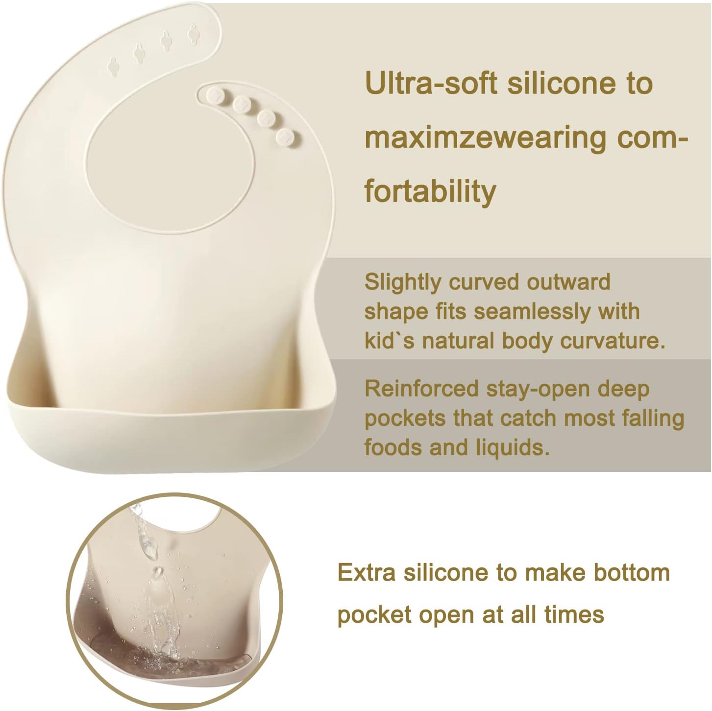 PandaEar Silicone Baby Bib for Girls Boys| Adjustable Waterproof Eating Bibs| BPA Free Soft Durable Silicone Bibs for Babies & Toddlers with Large Pocket Food Catcher