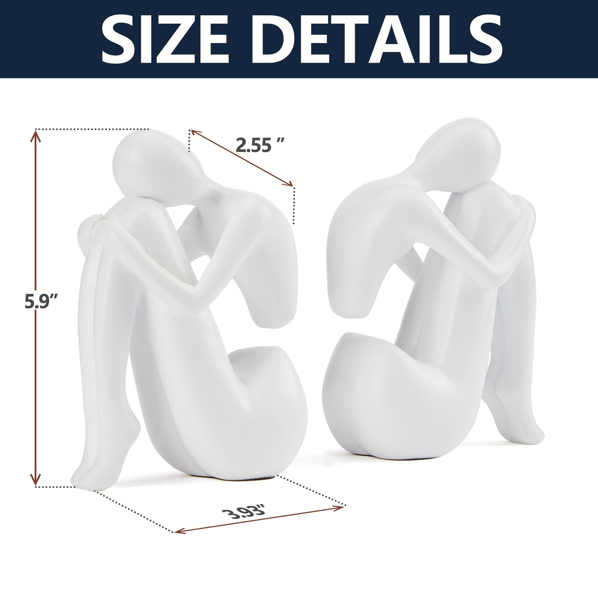 Black Decor Women Statue, Thinker Girl Sculptures, Modern Abstract Art Accents, Black Resin Collectible Figurines for Living Room Bedroom Bookshelf Coffe Table, Resin, 1Piece