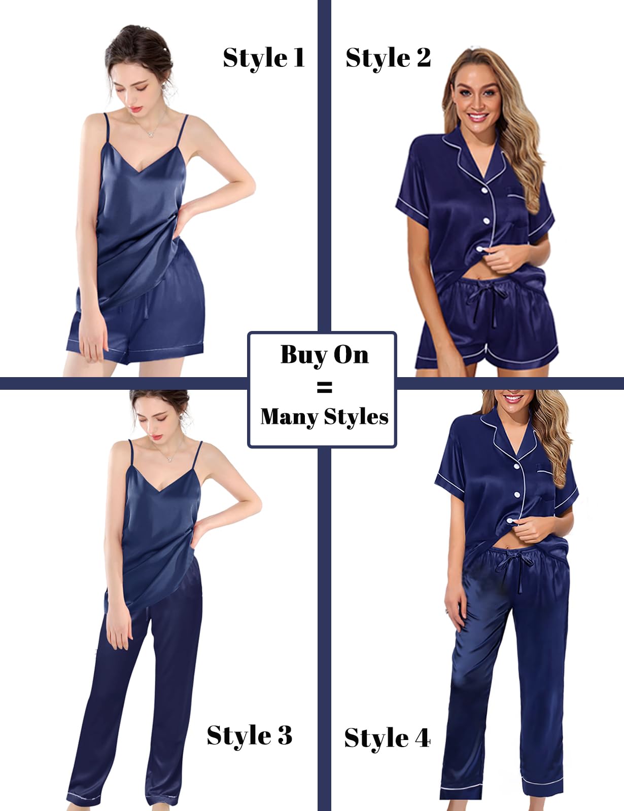 6Pcs Womens Silk Satin Pajama Sets Pj Sets Short Pjs Set Pajamas Sleepwear Camisole Sexy Cami