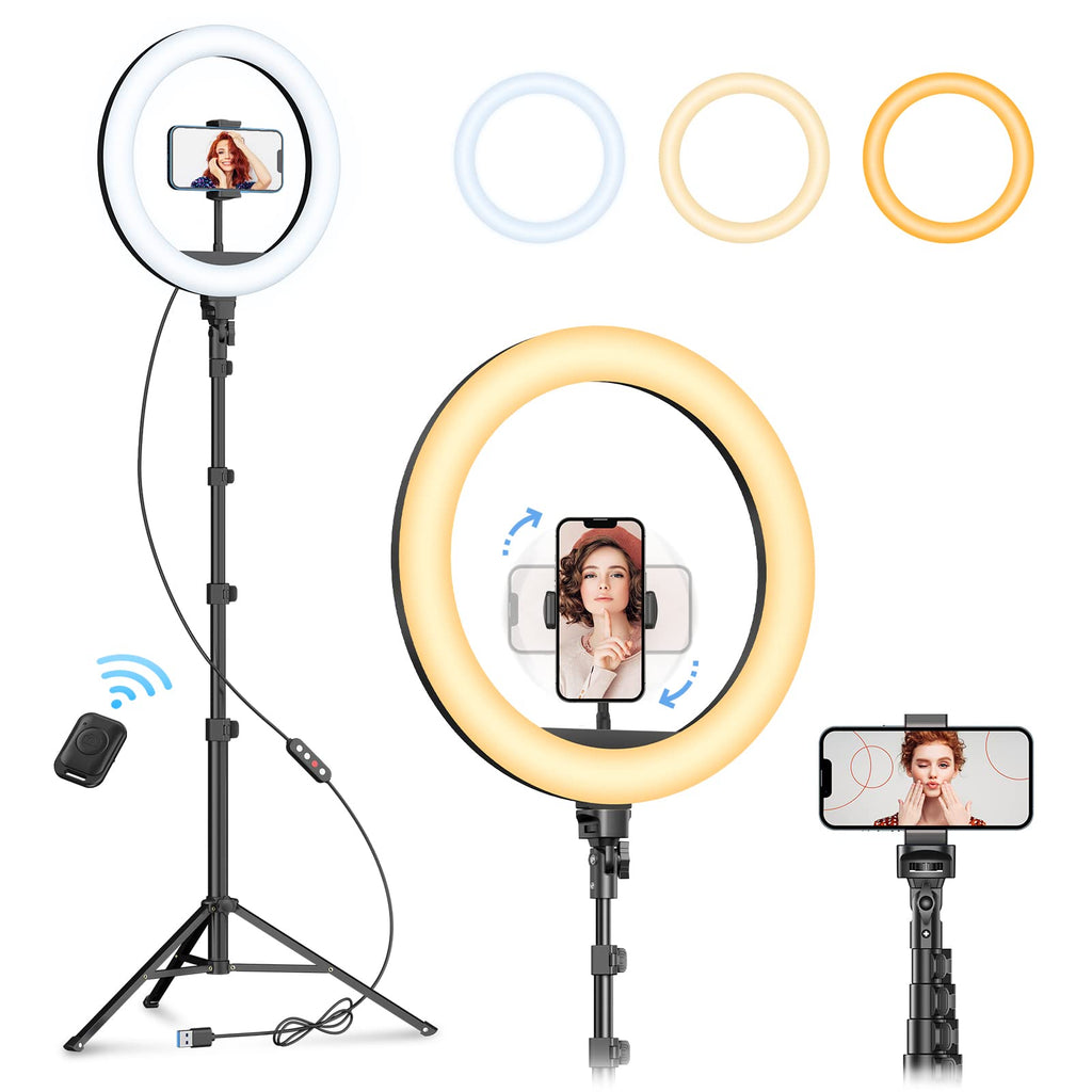 Weilisi 10" Ring Light with Stand 72'' Tall & Phone Holder,38 Color Modes Selfie Light with Tripod Stand,Stepless Dimmable/Speed LED Ring Light for iPhone & Android,YouTube, Makeup,TIK Tok