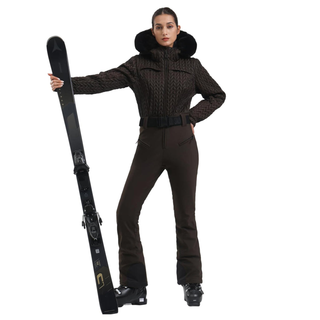 GSOU SNOW Ski Suit Women Snowsuit Slim One Piece Jumpsuit Snow Jackets Waterproof Winter Windproof Outdoor Sports Warm