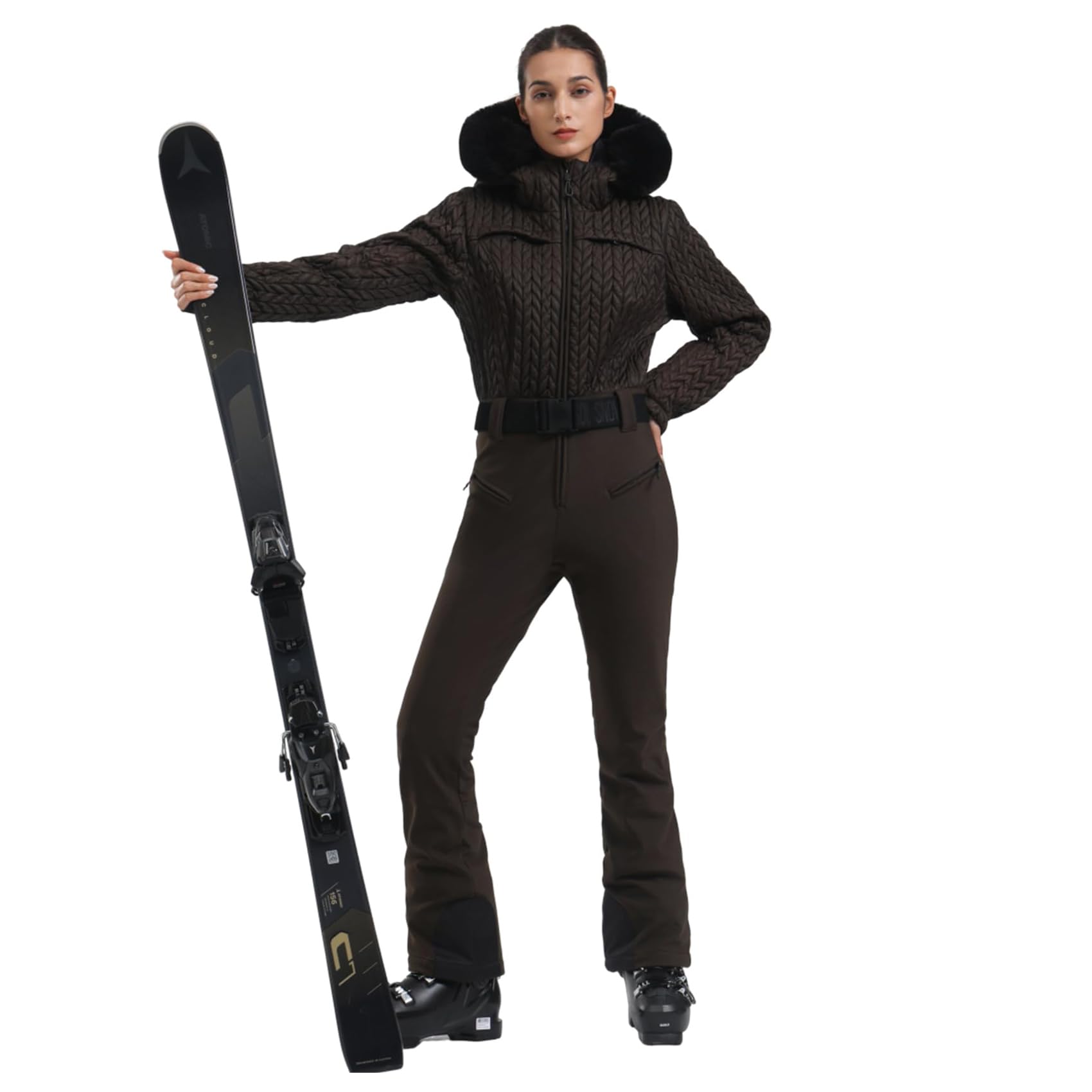GSOU SNOW Ski Suit Women Snowsuit Slim One Piece Jumpsuit Snow Jackets Waterproof Winter Windproof Outdoor Sports Warm