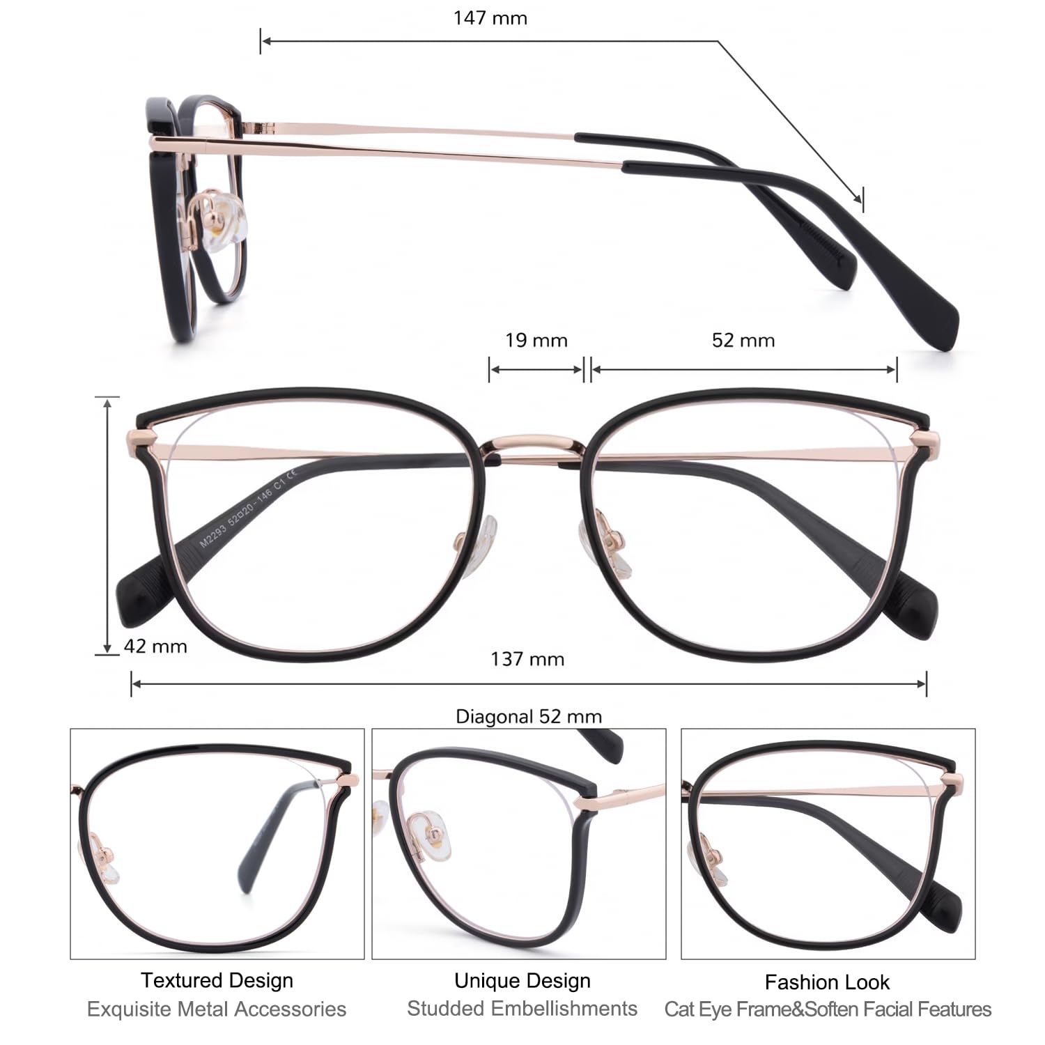 GUDVUE Blue Light Glasses, Computer/Gaming/TV/Phones Glasses for women, Anti Glare/UV400/Eye Strain