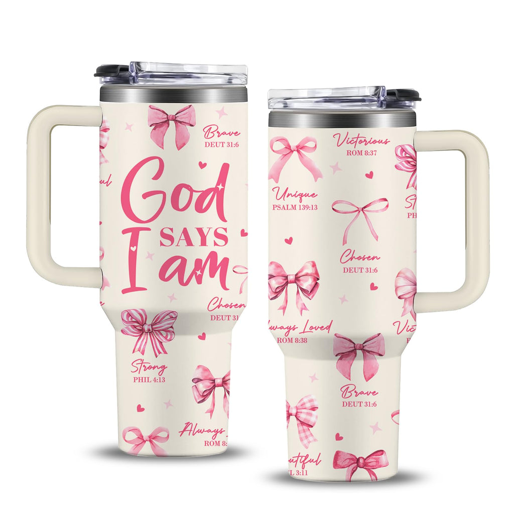 Christian Gifts for Women, 40 oz I Can Do All Things Christ Tumbler With Handle, Inspirational Religious Birthday Gifts for Faith Cup, Christian Jesus God Bible Verse Pastor Prayer Gift for Christmas
