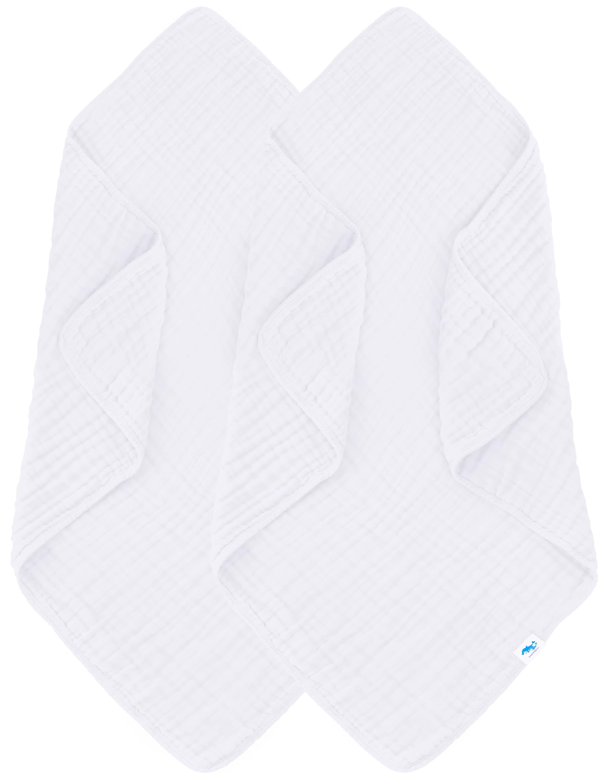 SWEET DOLPHIN Muslin Hooded Baby Bath Towels - 2 Pack 100% Cotton Towel for Babies, Infants, Toddlers - 32x32Inch - Highly Absorbent and Newborn Essential, Light Bean Paste