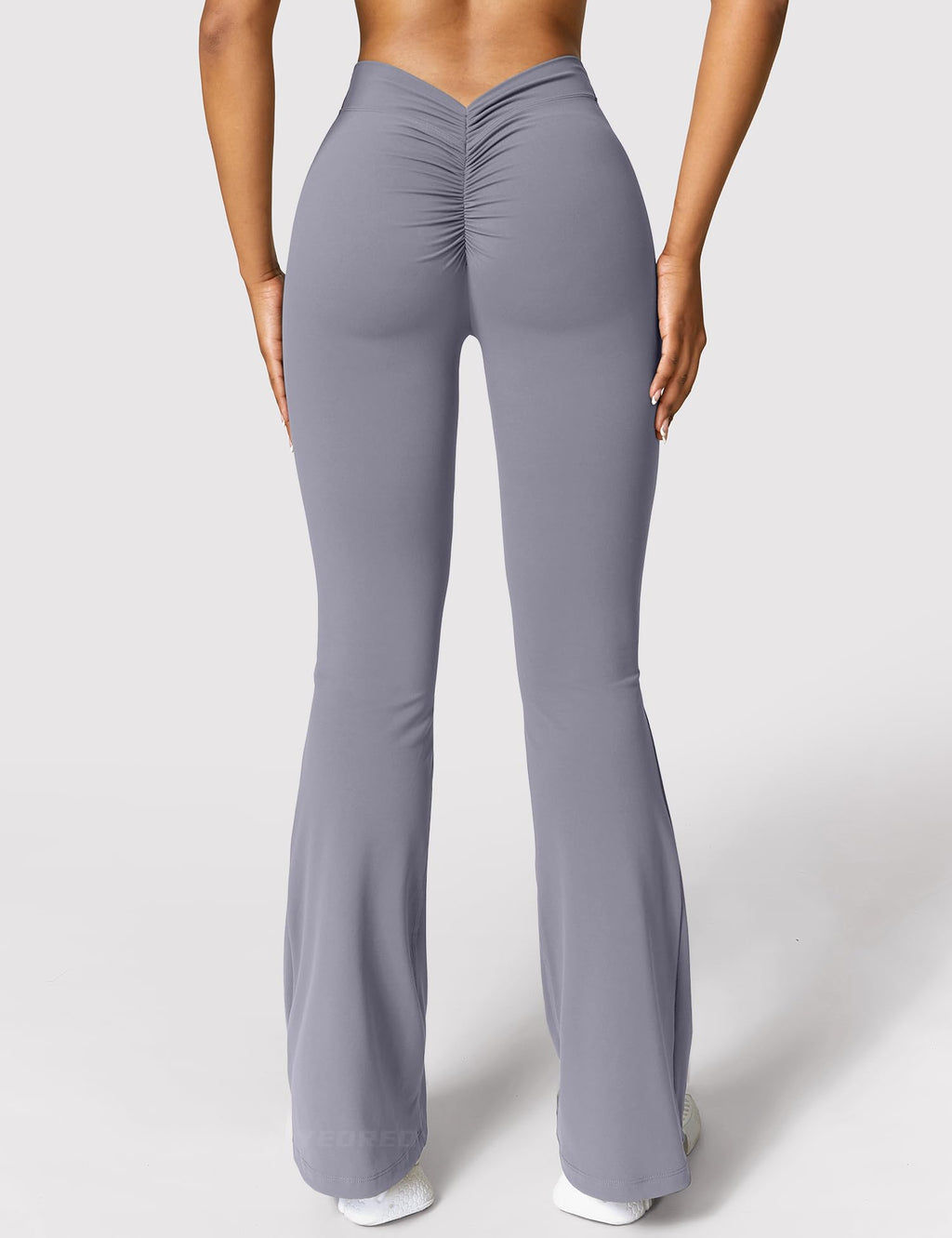 YEOREO Scrunch Flare Leggings Daze V Back Butt Lifting Wide Leg High Waist 31.5" Gym Workout Yoga Pants