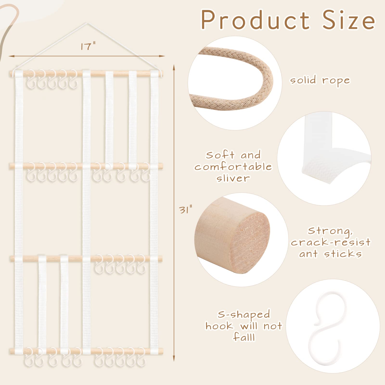 POVETIRE Headband Holder Hair Bows Organizer for Girls, Baby Headbands Hair Accessories Organizer Storage Wall Hanging Decor for Toddler Girls Room